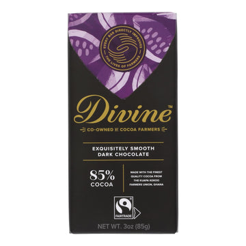 Divine - Bar Dark Chocolate 85% - Case Of 12 - 3 Oz - Maras Green