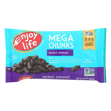 Enjoy Life - Baking Chocolate - Mega Chunks - Semi - sweet - 10 Oz - Case Of 12 - Maras Green