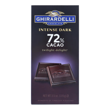 Ghirardelli Intense Dark 72% Cacao Twilight Delight Chocolate Bars - Case Of 12 - 3.5 Oz - Maras Green