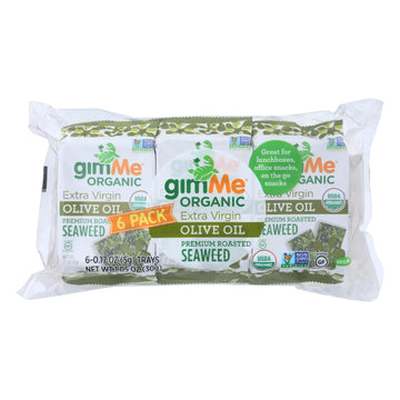 Gimme Seaweed Snacks Seaweed Snack - Organic - Extra Virgin Olive Oil - Case Of 8 - 6/.17 Oz - Maras Green