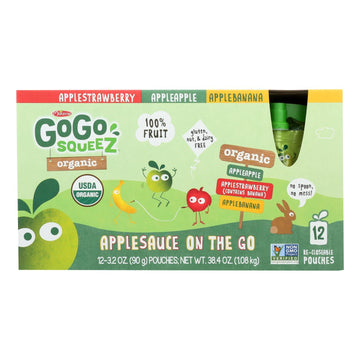 Gogo Squeez Gogo - Applesauce - Organic - Variety - Case Of 6 - 12/3.2oz - Maras Green