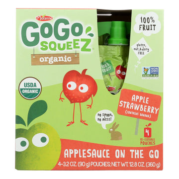 Gogo Squeeze Applesauce - Apple Strawberry - Case Of 12 - 3.2 Oz. - Maras Green