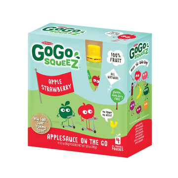 Gogo Squeeze Organic Applesauce - Apple Strawberry - Case Of 12 - 3.2 Oz. - Maras Green
