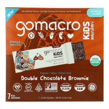 Gomacro - Kids Macrobar Double Chocolate Brownie - Case Of 7 - 6.3 Oz - Maras Green