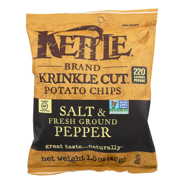Kettle Brand Potato Chips - Sea Salt And Crushed Black Pepper - Case Of 24 - 1.5 Oz. - Maras Green