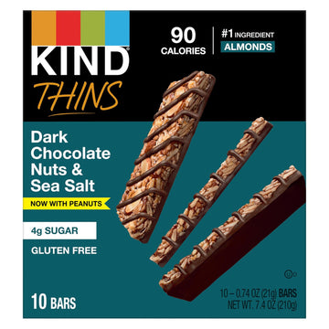 Kind - Thins Dark Chocolate Nuts & Sea Salt Peanut - Case Of 6 - 7.40 Oz - Maras Green