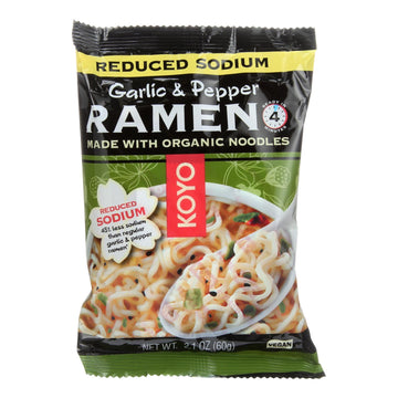 Koyo Garlic Pepper Reduced Sodium Ramen - Case Of 12 - 2.1 Oz - Maras Green