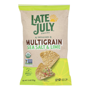 Late July Snacks - Tort Chips Mltgrn Ss Lm - Case Of 12 - 7.5 Oz - Maras Green