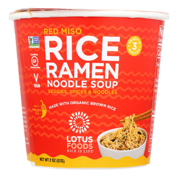 Lotus Foods Red Miso Rice Ramen Noodle Soup - Case Of 6 - 2 Oz - Maras Green