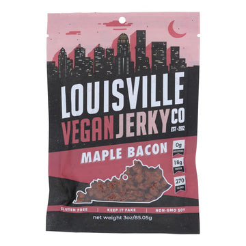 Louisville Vegan Jerky Jerky - Vegan - Maple Bacon - Case Of 10 - 3 Oz - Maras Green