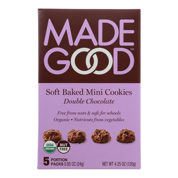Made Good Soft Baked Mini Cookies - Double Chocolate - Case Of 6 - 4.25 Oz. - Maras Green