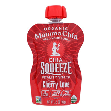 Mamma Chia Organic Chia Squeeze - Cherry Beet - Case Of 16 - 3.5 Oz - Maras Green