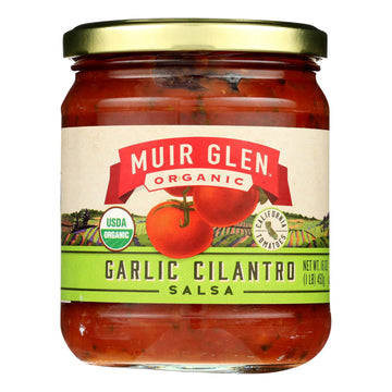 Muir Glen Medium Garlic Cilantro Salsa - Tomato - Case Of 12 - 16 Oz. - Maras Green