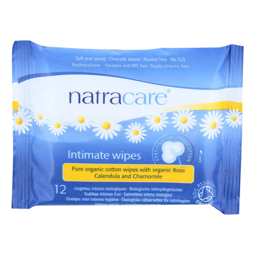 Natracare Organic Cotton Intimate Wipes - 12 Wipes - Case Of 12 - Maras Green