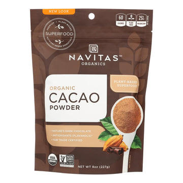 Navitas Naturals Cacao Powder - Organic - Raw - 8 Oz - Case Of 12 - Maras Green