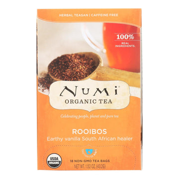 Numi Red Mellow Bush Rooibos Tea - 18 Tea Bags - Case Of 6 - Maras Green