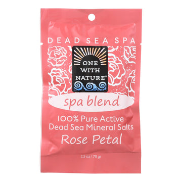 One With Nature Spa Blend Rose Petal Dead Sea Mineral Bath - Salt - Case Of 6 - 2.5 Oz. - Maras Green