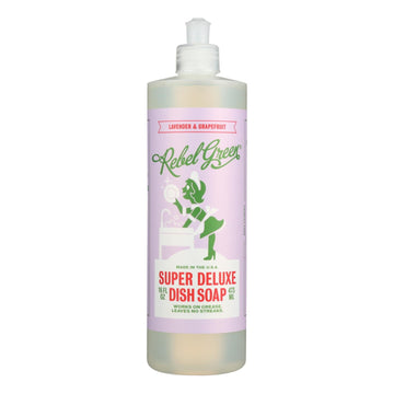 Rebel Green Dish Soap - Lavender And Grapefruit - Deluxe - Case Of 4 - 16 Fl Oz - Maras Green
