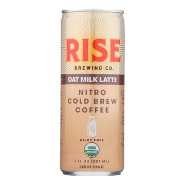 Rise Brewing Co. Nitro Cold Brew Coffee, Oat Milk Latte - Case Of 12 - 7 Fz - Maras Green
