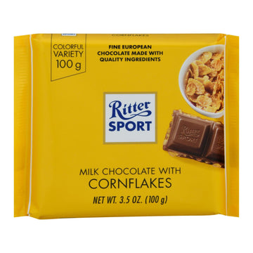 Ritter Sport Chocolate Bar - Milk Chocolate - Corn Flakes - 3.5 Oz Bars - Case Of 10 - Maras Green