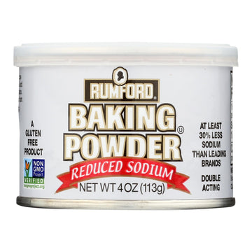 Rumford Baking Powder - Reduced Sodium - Case Of 24 - 4 Oz. - Maras Green