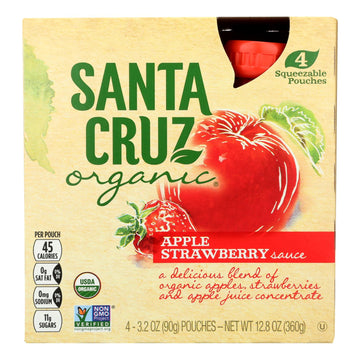 Santa Cruz Organic Apple Sauce - Strawberry - Case Of 6 - 3.2 Oz. - Maras Green