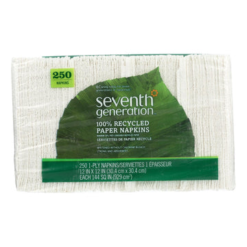Seventh Generation Recycled Napkins - White - Case Of 12 - 250 Count - Maras Green