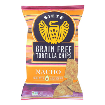 Siete Tortilla Chip - Nacho - Case Of 12 - 5 Oz - Maras Green