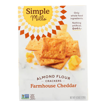Simple Mills Farmhouse Cheddar Almond Flour Crackers - Case Of 6 - 4.25 Oz. - Maras Green