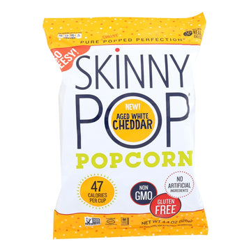 Skinnypop Popcorn Popcorn - Aged White Cheddar - Case Of 12 - 4.4 Oz - Maras Green