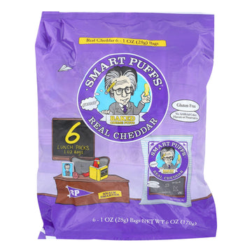 Smart Puffs Real Cheddar Baked Cheese Puffs - Case Of 12 - 6/1 Oz - Maras Green