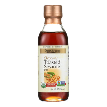 Spectrum Naturals Organic Unrefined Toasted Sesame Oil - Case Of 6 - 8 Fl Oz. - Maras Green