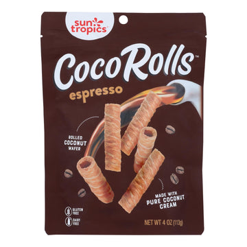 Sun Tropics Coco Rolls Espresso, Rolled Coconut Wafer - Case Of 12 - 4 Oz - Maras Green
