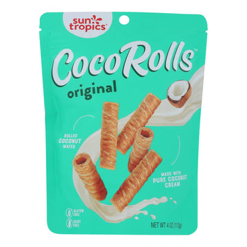 Sun Tropics Coco Rolls Original, Rolled Coconut Wafer - Case Of 12 - 4 Oz - Maras Green