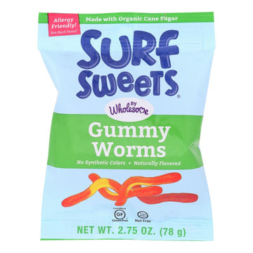 Surf Sweets Gummy Worms - Case Of 12 - 2.75 Oz. - Maras Green