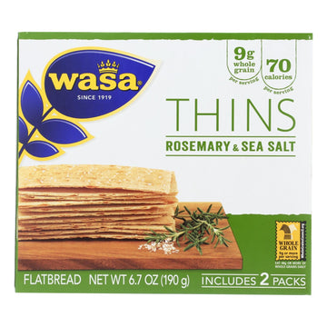 Wasa Rosemary & Salt Flatbread Thins - Case Of 10 - 6.7 Oz - Maras Green