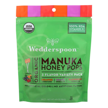 Wedderspoon Organic Makuna Honey Pops - Case Of 6 - 4.15 Oz - Maras Green