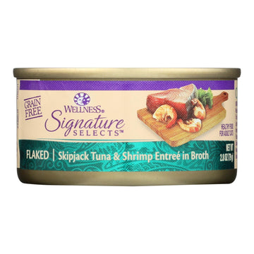 Wellness Pet Products Cat - Can - Tuna - Shrimp - Signature Selects - Case Of 12 - 2.8 Oz - Maras Green