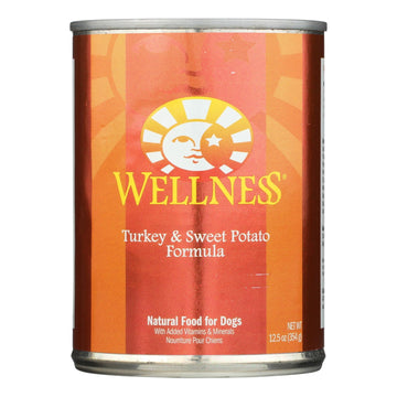Wellness Pet Products Dog Food - Turkey And Sweet Potato Recipe - Case Of 12 - 12.5 Oz. - Maras Green