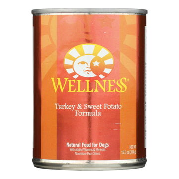 Wellness Pet Products Dog Food - Turkey And Sweet Potato Recipe - Case Of 12 - 12.5 Oz. - Maras Green