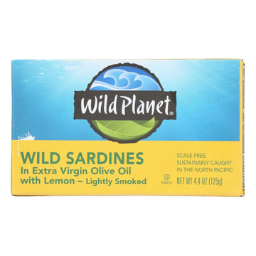 Wild Planet Sardines In Oil - Lemon - Case Of 12 - 4.375 Oz. - Maras Green
