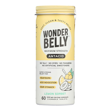 Wonder Belly - Antacid Lemon Sorbet - Case Of 4 - 60 Count - Maras Green