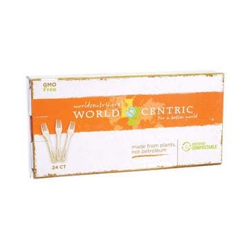 World Centric Corn Starch Fork - Case Of 12 - 24 Count - Maras Green