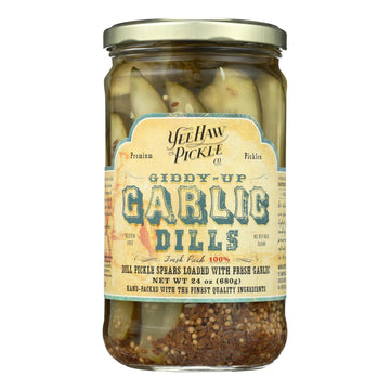 Yee - haw Pickle Dills Pickle - Giddy Up Garlic - Case Of 6 - 24 Oz. - Maras Green